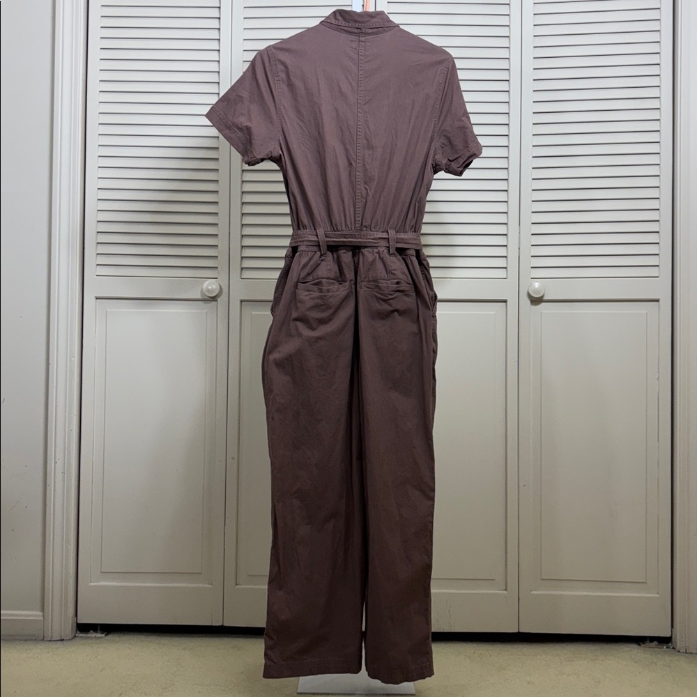 Pact Mocha Brown Boulevard Brushed Twill Zip Front Jumpsuit Medium - Picture 12 of 15